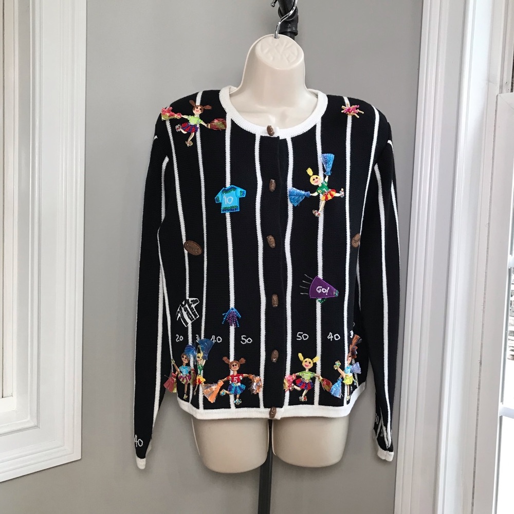 Vintage Jack B Quick Football Game Cheerleader Cardigan Sweater Women’s PM